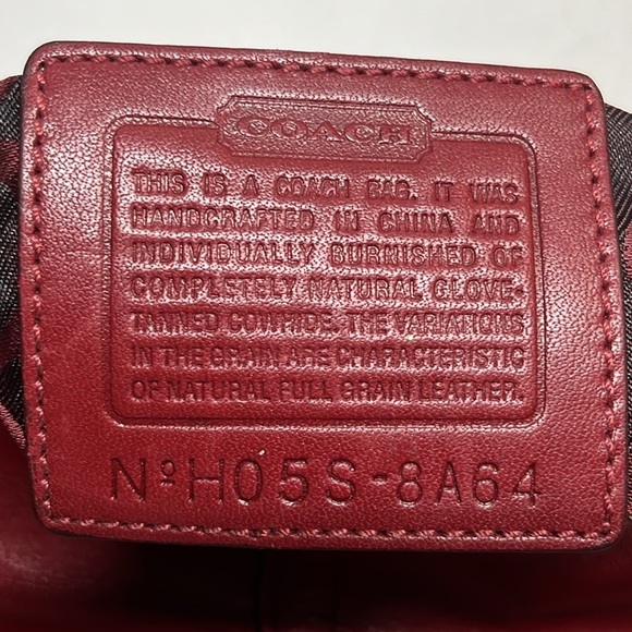 Coach 8A64 Hampton Mini Baguette Vintage Handbag Red Leather - Picture 9 of 10